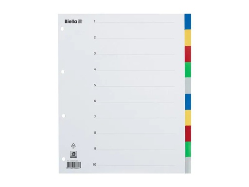 [90124543 512043] Biella Register A4 10-teilig für Zeigetaschen, Mehrfarbig