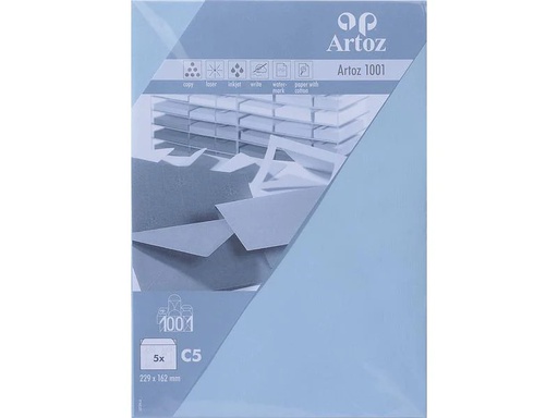 [90125356 1212381] Artoz Couvert 1001, C5, 5 Stück, Pastellblau