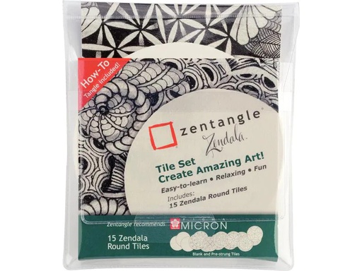 [90126000 1159952] Sakura Malkarten Zentangle Zendala 12 x 12 cm, Rund, 15 Kacheln