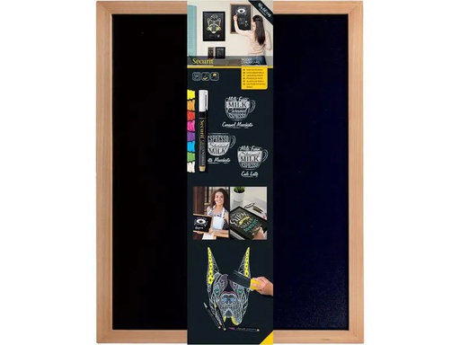 [90126136 1196930] Securit Kreidetafel Woody 60 x 40 cm 3-teilig