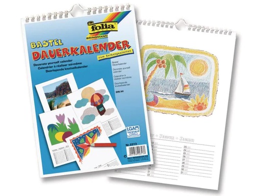 [90126365 649254] Folia Dauerkalender A4, Weiss