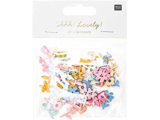 [90126629 1146454] Rico Design Streudeko Blume 48 Stück, Mehrfarbig