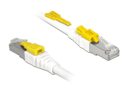 [90126854 846243] Delock Patchkabel  Cat 6A, S/STP, 0.5 m, Weiss, verriegelbar