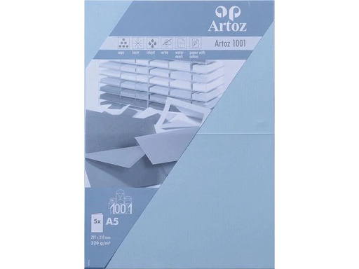 [90127174 1212348] Artoz Blankokarte 1001, A5, 5 Blatt, Pastellblau