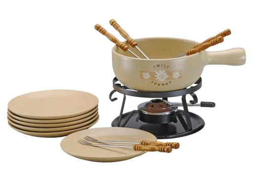 [90012699 187347] TTM Käsefondue-Set Alpe 15 Teile, Beige/Schwarz