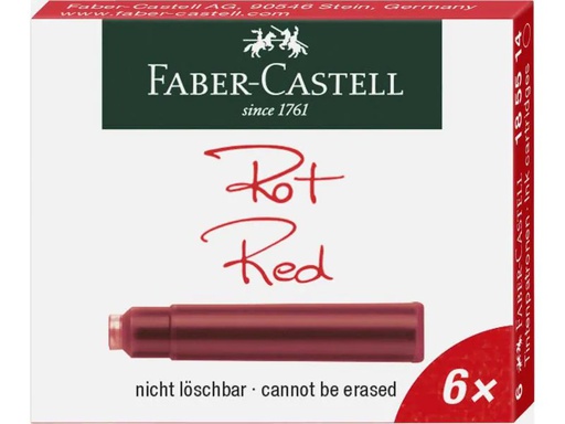 [90127257 1036400] Faber-Castell Tintenpatrone Rot, 6 Stück
