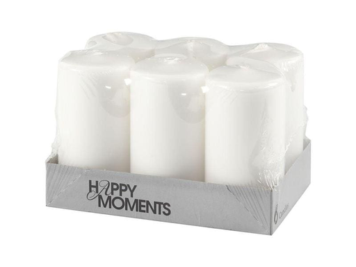 [90127596 822049] Creativ Company Zylinderkerze Ø 5 cm Weiss, 6 Stück