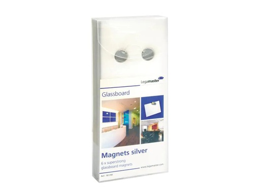 [90127892 917942] Legamaster Haftmagnet für Glasboards, Silber, 6 Stück