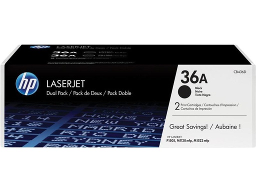 [90127928 240113] HP Toner Nr. 36A (CB436AD) Black (2er-Pack)