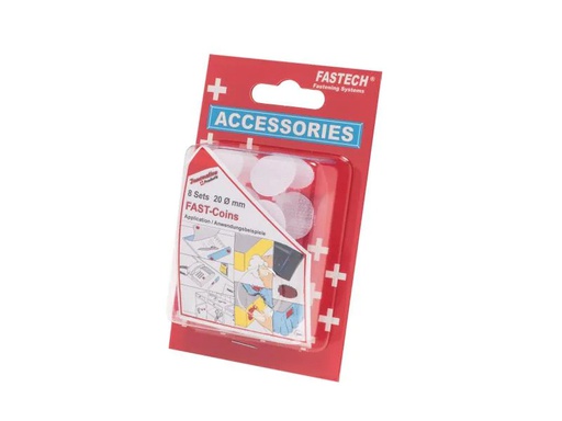 [90128426 906383] FASTECH Klettpunkte 20 mm selbstklebend Weiss, 8 Paar