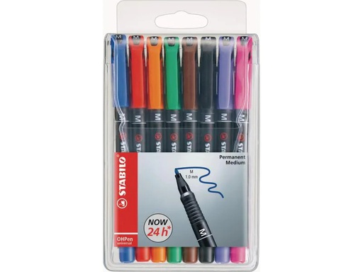 [90128900 576053] STABILO Folienstift OHPen universal M permanent 8 Stück, Mehrfahrbig