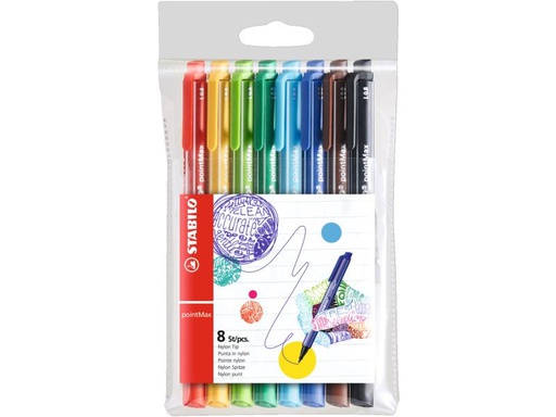 [90128908 576041] STABILO Fineliner pointMax 8 Stück, Mehrfarbig