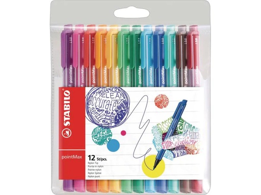 [90129051 576042] STABILO Fineliner pointMax 12 Stück, Mehrfarbig