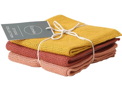 [90129225 1100649] Esmée Reinigungstuch Set 3 Stück, Gelb/Koralle/Rot
