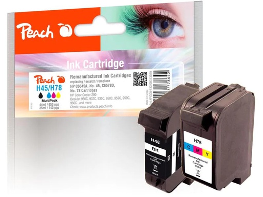 [90129380 164348] Peach Tintenset HP Nr. 45 (51645A) Color/BK