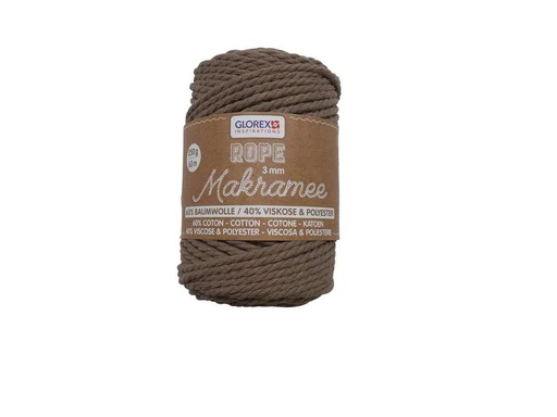 [90129474 1162208] Glorex Wolle Makramee Rope gedreht 3 mm, 250 g, Hellbraun