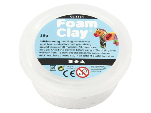 [90130589 828546] Creativ Company Modelliermasse Foam Clay 35 g Glitzer Weiss