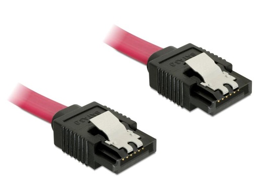 [90130927 846234] Delock SATA3-Kabel 50 cm rot, mit Metal-Clip