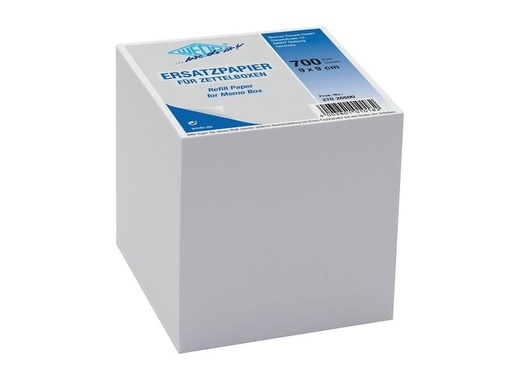 [90131198 350346] WEDO Notizzettel Box 9 x 9 cm Ersatzpapier Weiss