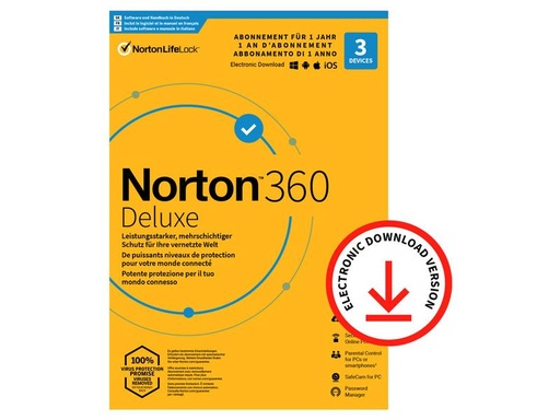 [90013103 1046713] Norton Norton 360 Deluxe ESD, 3 Device, 1 Jahr