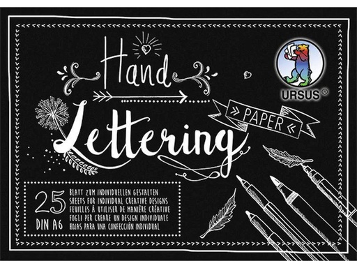 [90131290 1048647] URSUS Zeichenblock Handlettering  A6, 210 g/m², 25 Blatt, Schwarz