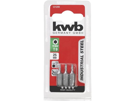 [90131568 1149801] kwb Bit-Set Industrial Steel Bits 1/4 Torx T9 3-Stück