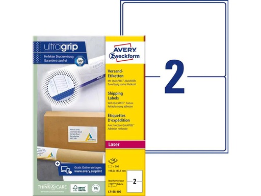 [90013243 926275] Avery Zweckform Versand-Etiketten L7168-100 199.6 x 143.5 mm