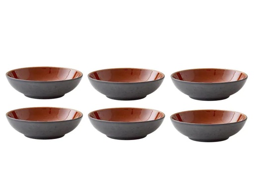 [90132817 1015148] Bitz Suppen- &amp; Pastateller Ø 20 cm, 6 Stück, Schwarz/Amber