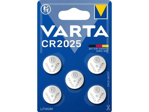 [90132880 355389] Varta Knopfzelle CR2025 5 Stück
