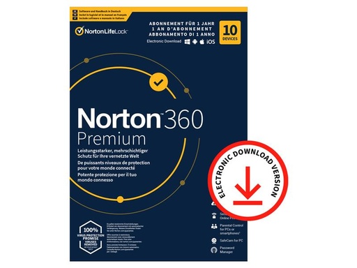 [90133017 1046715] Norton Norton 360 Premium ESD, 10 Device, 1 Jahr