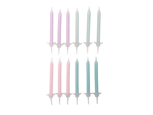 [90133029 988306] Rico Design Kerze Set Pastell mit Halter, 24 Stück
