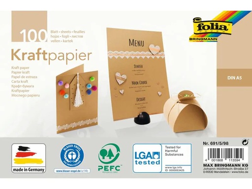 [90133056 1094679] Folia Kraftkarton Motivblock Kraftpapier A5 120 g/m²