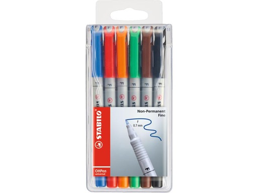 [90133101 1084150] STABILO Folienstift OHPen universal F 6 Stück Mehrfarbig