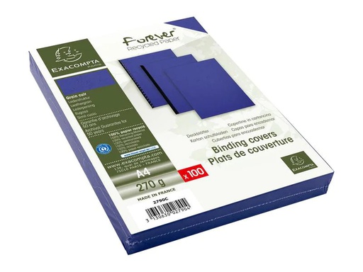 [90013293 1180103] Exacompta Einbanddeckel Evercover 270 g/m², 100 Stück, Blau