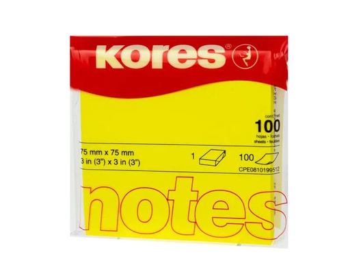 [90013330 1096346] Kores Notizzettel 7.5 x 7.5 cm, Neongelb
