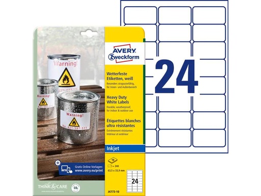 [90133597 138621] Avery Zweckform Universal-Etiketten J4773 63,5 x 33,9 mm Wetterfest