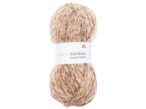 [90134222 1156815] Rico Design Wolle Bamboo für Socken 4-fädig, 100 g, Beige; Braun