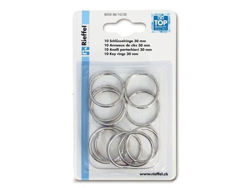 [90134272 1144251] Robert Rieffel Schlüsselring 30 mm, 10 Stück, Silber