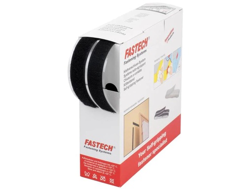 [90135097 61177] FASTECH Klettband-Box 20 mm x 10 m selbstklebend, Schwarz