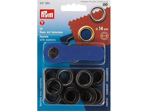 [90135109 1087992] Prym Ösen + Scheiben 14 mm, Schwarz, 10 Stück