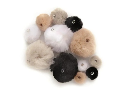 [90135898 628932] Glorex Pompon mit Öse, Schwarz/Weiss/Grau