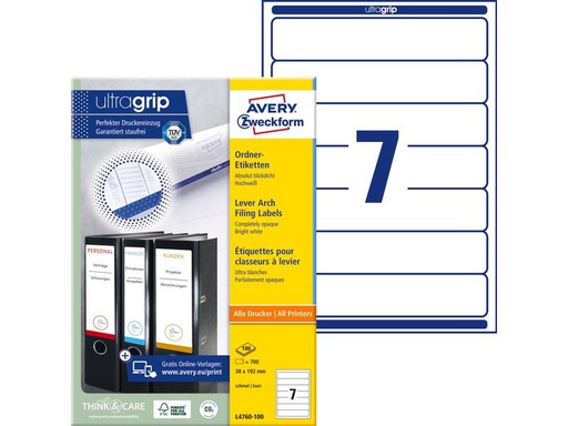 [90135938 266956] Avery Zweckform Ordneretiketten L4760 100 x 192 mm