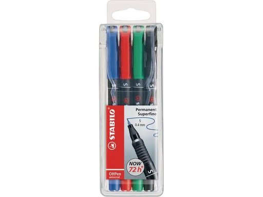 [90136334 576049] STABILO Folienstift OHPen universal S permanent 4 Stück, Mehrfahrbig