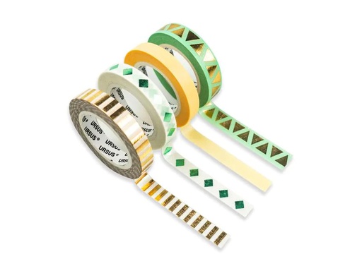 [90136554 742134] URSUS Washi Tape 10 m 4 Rollen, Mehrfarbig, Grafik