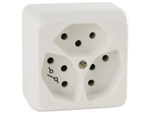 [90137066 802107] Mica AP-Steckdosen 3x T13  schaltbar