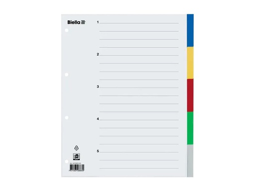 [90137217 555783] Biella Register A4 5-teilig für Zeigetaschen, Mehrfarbig