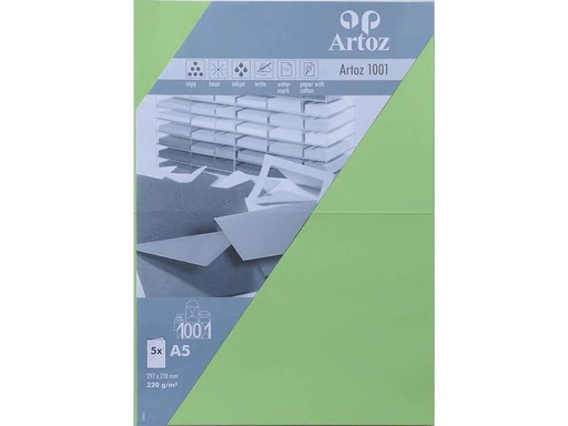 [90137334 1212343] Artoz Blankokarte 1001, A5, 5 Blatt, Birkengrün