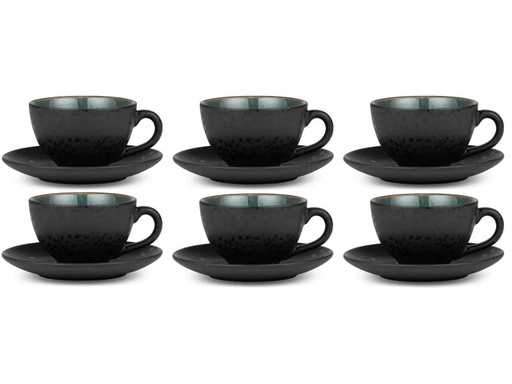 [90013743 1015201] Bitz Kaffeetasse 240 ml, 6 Stück, Grün/Schwarz