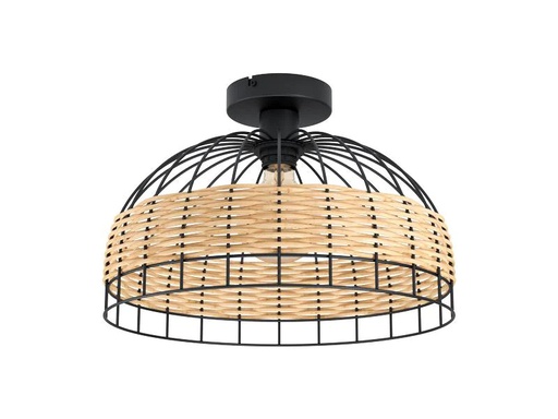 [90137801 1100803] EGLO Leuchten Deckenleuchte ANWICK 1x E27, Schwarz/Natur