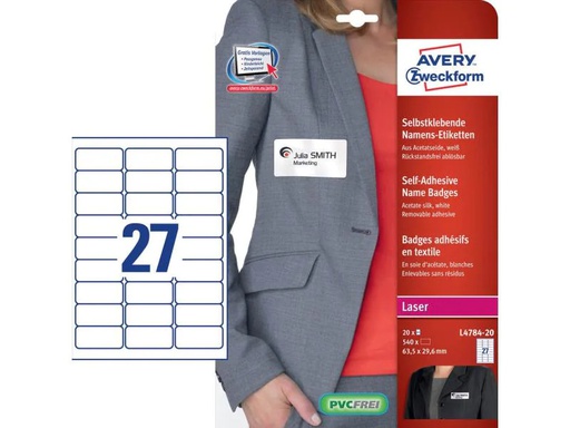 [90138100 160344] Avery Zweckform Namensetiketten L4784-20 63.5 x 29.6 mm
